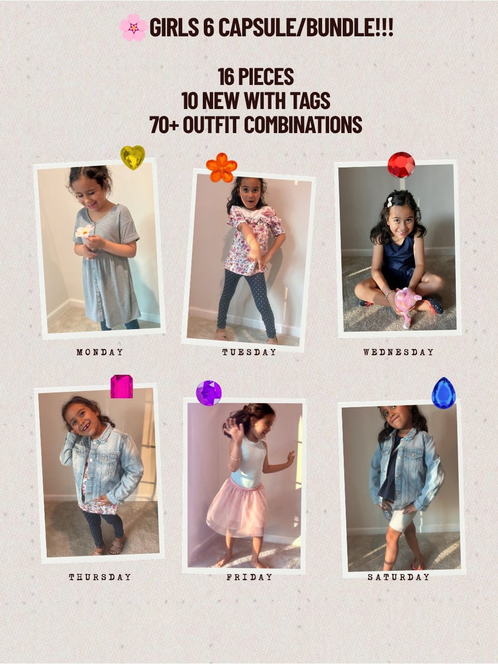 🌸Girls Size 6 Summer Clothing Bundle | 16-Piece Capsule Wardrobe | 70+ Outfits